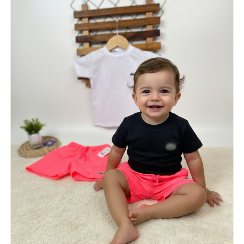 Conjunto Menino Chique Premium Camisa/Blusa + Short Tactel