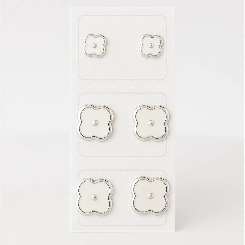Trio de Brincos Trevo Branco Prata 925 c garantia e NF
