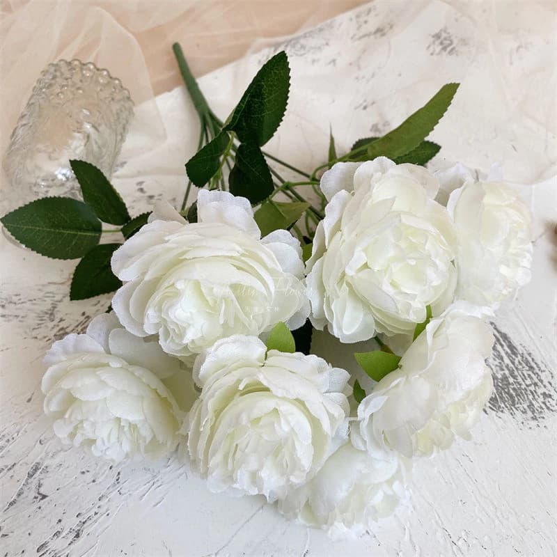 4 Cabeça Peônia Artificial Flowers  , Silk Bouquet De Para Festa De Casamento + 2 metros guirlanda folhagem iboia