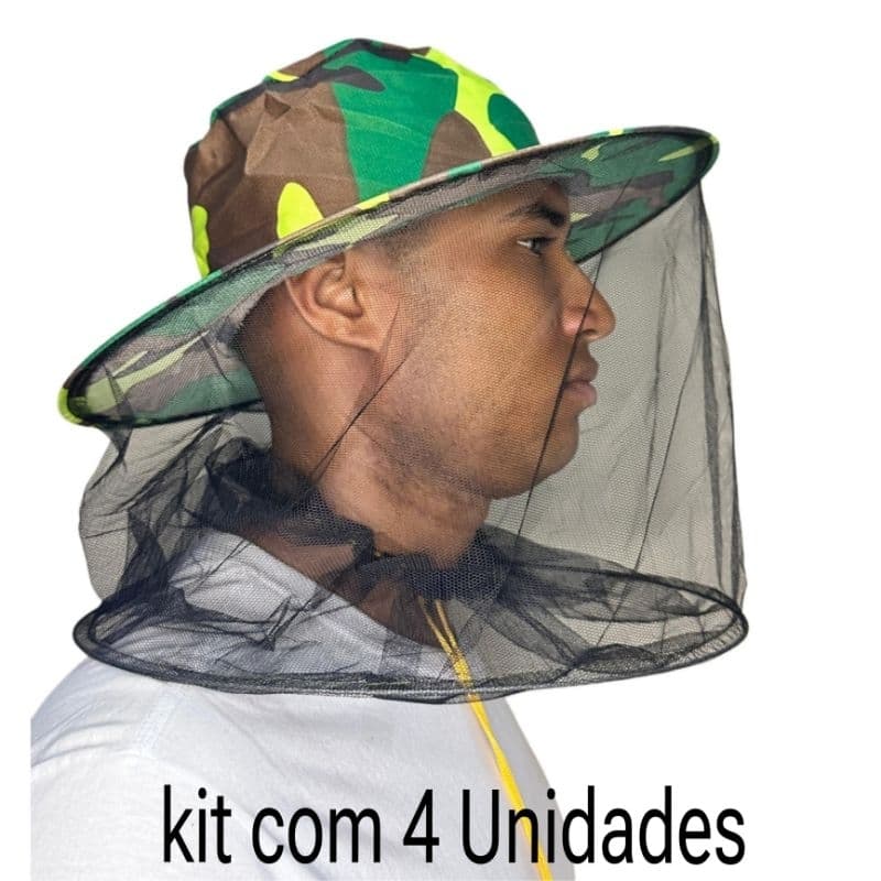 kit 4 Chapéus Proteção Meliponicultor,Abelhas,insetos com Ajuste no Pescoço