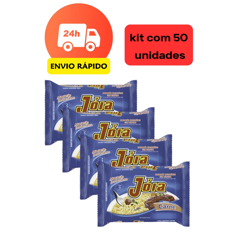 Caixa com 50 Unidades Macarrão Instantâneo Jóia Sabor Carne 70g atacado