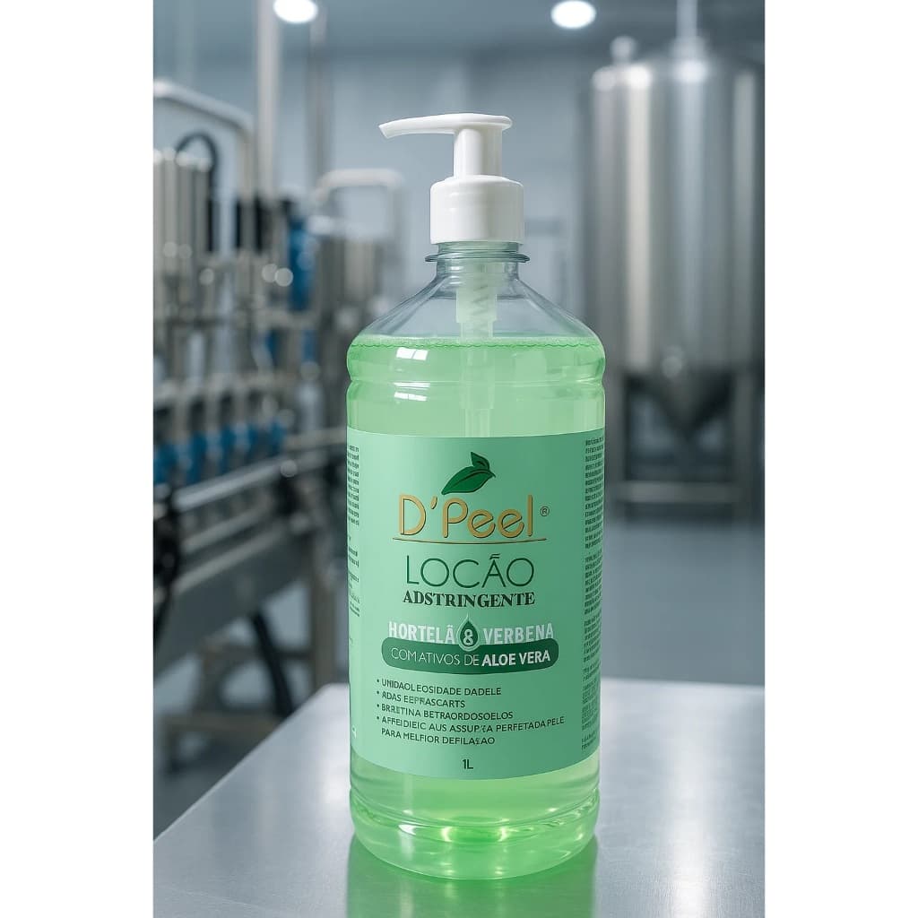 Loção Adstringente Pré Depilatoria - D'peel - 1L - Calmante, Refrescante, Suavizante - Verbena e Hortelã