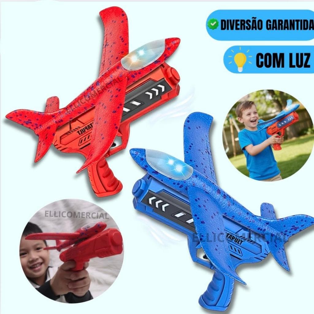 Lançador De Avião Com  Planador Brinquedo Infantil Luz Led