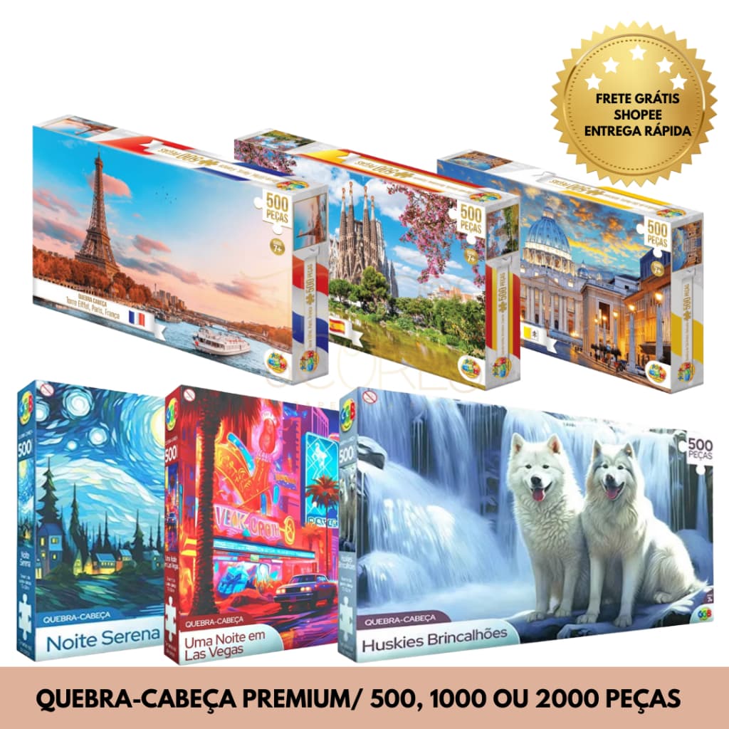 Quebra-Cabeça Puzzle Premium 500 a 2000 Peças Relaxante Antiestresse Para Adultos e Crianças Presente Criativo de Natal
