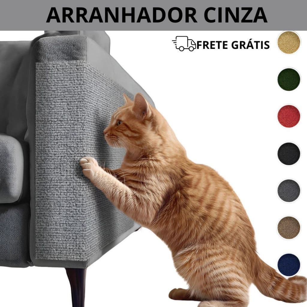 Arranhador Adesivo Cinza Protetor Sofá Cama para Gato Carpete Premium Móveis Parede Pet