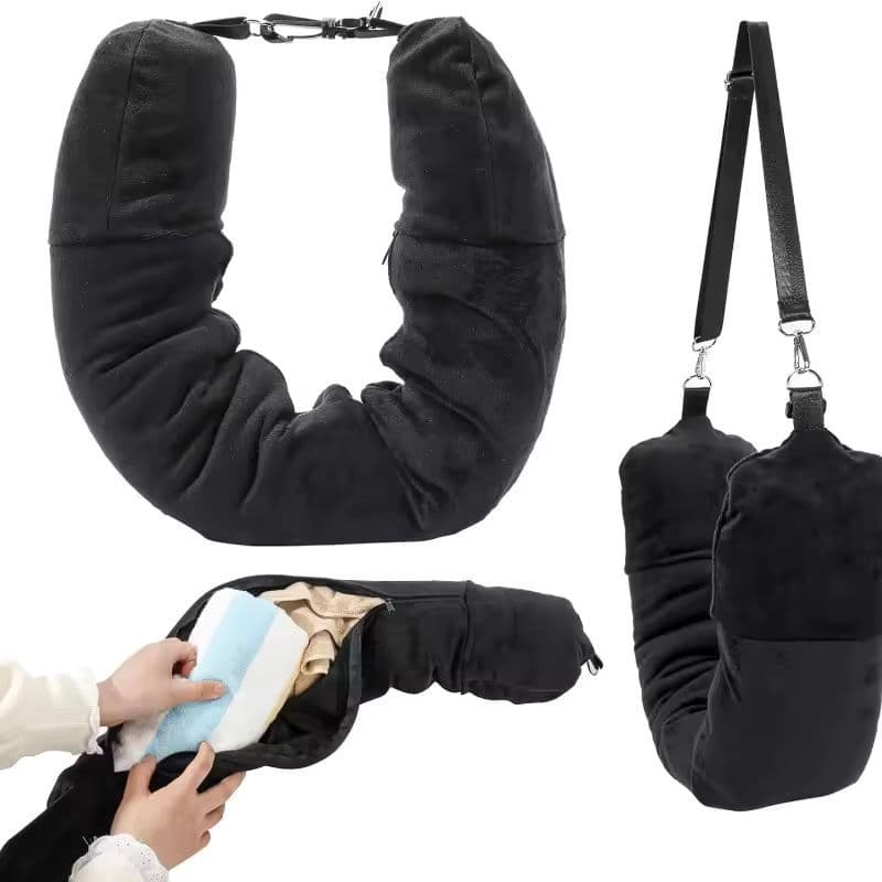 Travesseiro viagem recarregável roupas Almofada Pescoço Recheado Portátil Pescoceiro