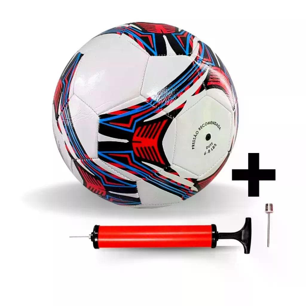 Kit 5 Bola de Futebol Tamanho 5 + Bomba de Encher – Couro Sintético Costurada Infantil