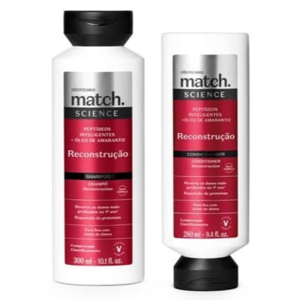 Shampoo e condicionador linha match tratamento capilar de o Boticário