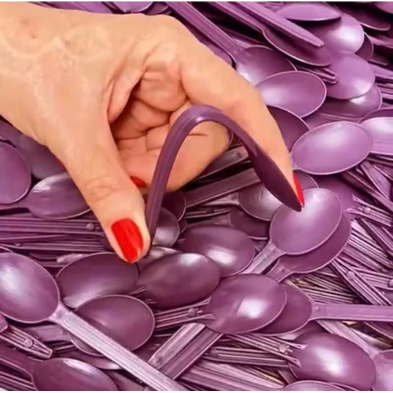 100~600 🥄Colheres Roxa Descartáveis Reforçadas Flexíveis para Sobremesa e Sorvete 🍦