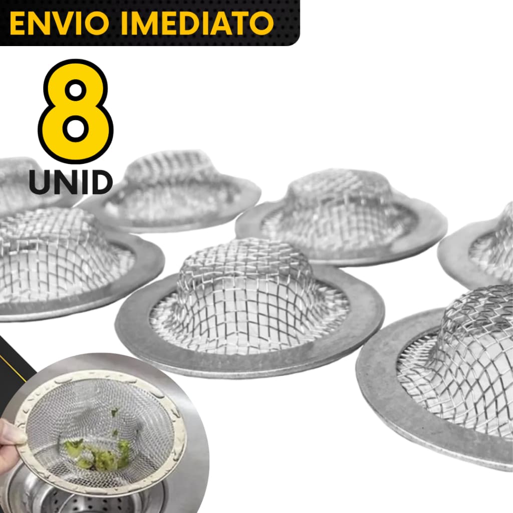 Kit 8, 4 ou 2 un - Ralinho Ralo Japonês Galvanizado + Esponja De Aço Inox Lava Louça e Não Enferruja