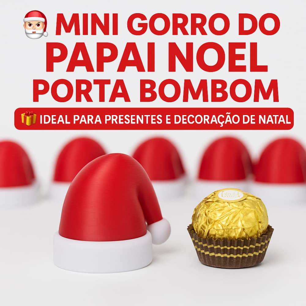 Porta Bombom Natalino Gorro Papai Noel Brinde e Enfeite de Mesa Kit 10 lembrancinha Natal Brinde