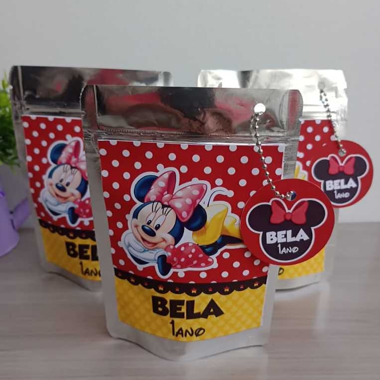 Saquinho Metalizado Minnie Vermelha /Lembrancinha de Festa Minnie Vermelha /Personalizadso Minnie Vermelha