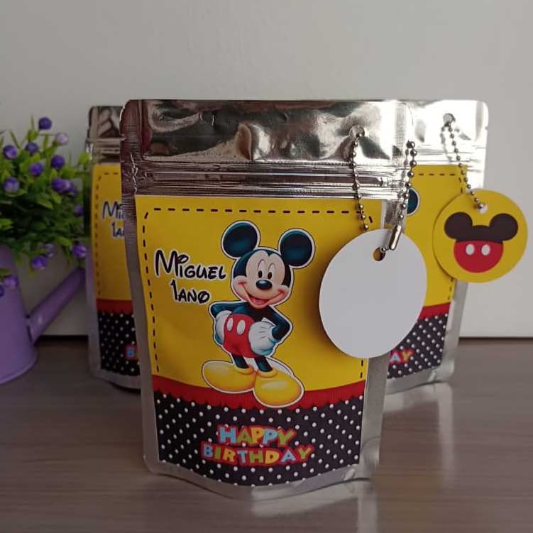 Saquinho Metalizado Mickey / Lembrancinha de Festa Mickey / Personalizadso Mickey/lembrancinhas de aniversario