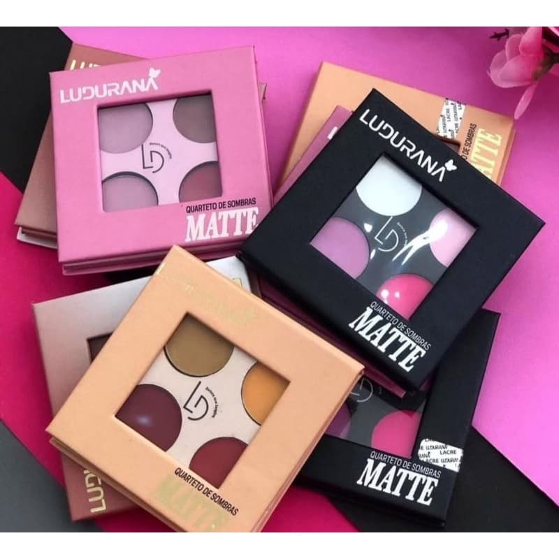 ​Mini Quarteto de Sombras Matte Ludurana - Cores Vibrantes - Maquiagem Olhos Alta Pigmentação