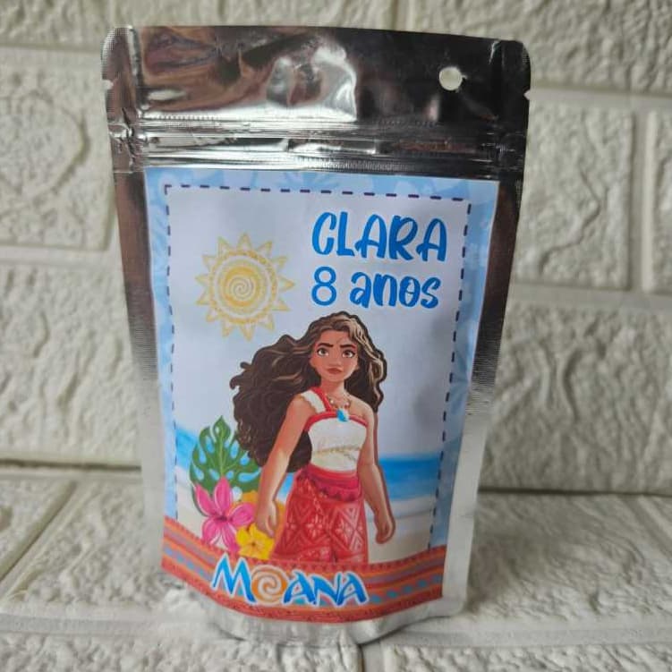 Saquinho  Metalizado Moana Personalizado /Lembramcinha de Festa Moana / Personalizados Moana