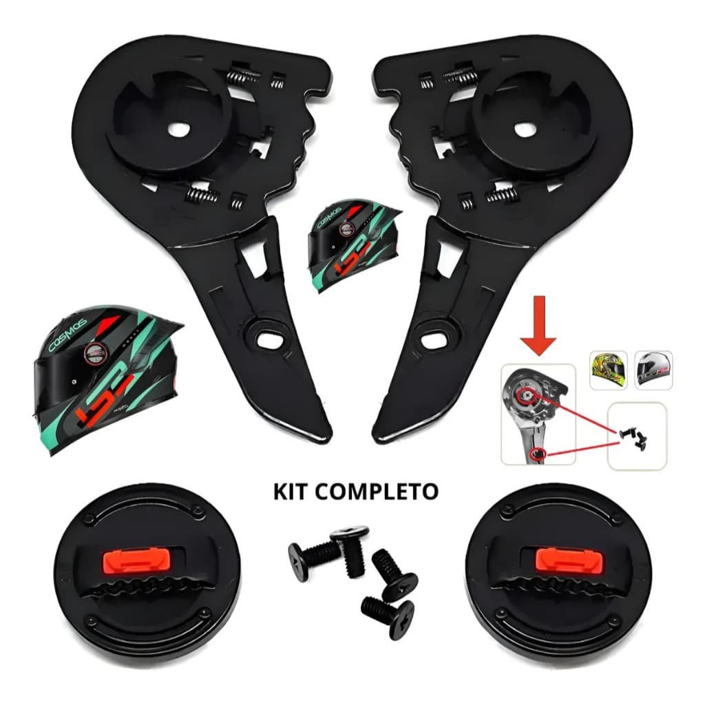 Kit Reparo Botão Fixação Viseira Ls2 Ff358 Fw3 Gt Helt