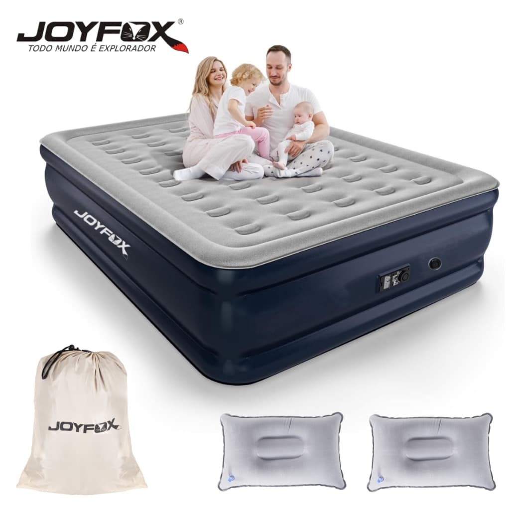 JOYFOX Colchão Inflável Casal Elétrico 203*154*44cm com Travesseiros Cama Inflável Queen Size 220V