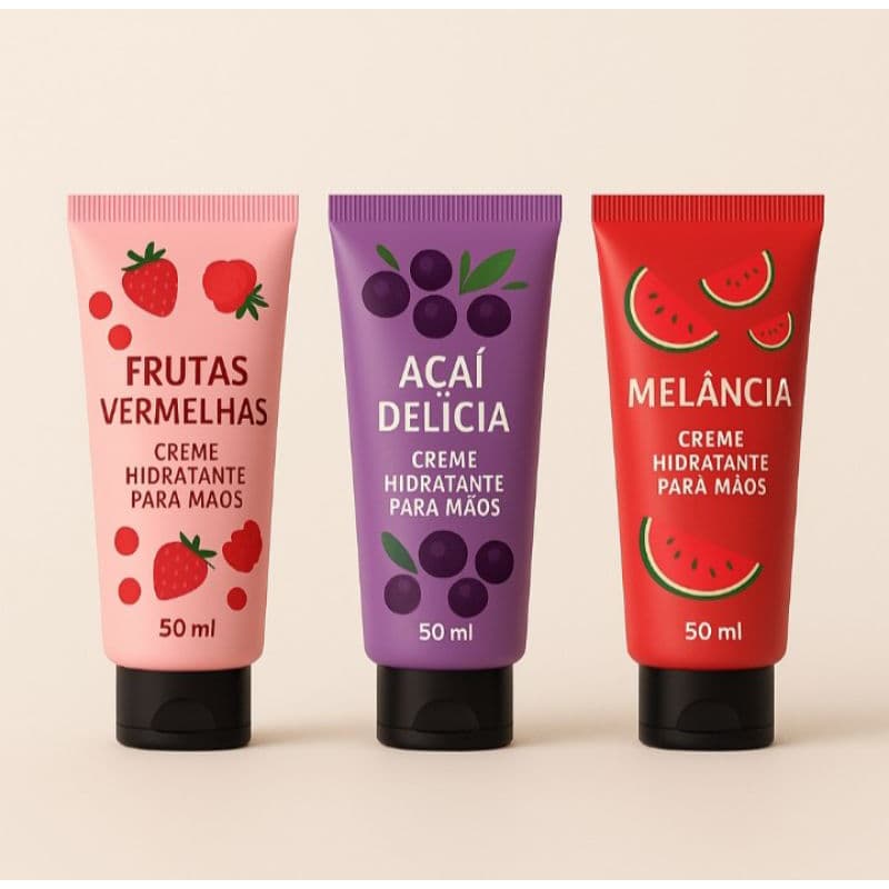 Kit 3 Creme Hidratante corporal– Melância, Jardim Secreto e Açaí (30ml)