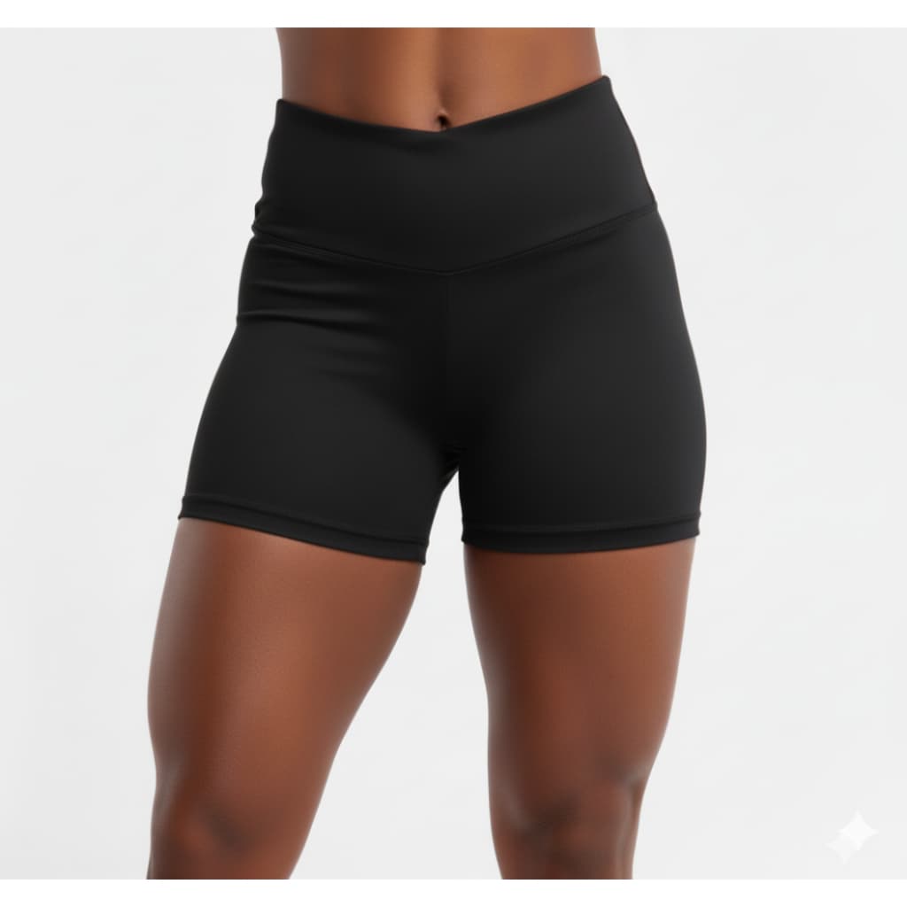 Short Poliamida Premium Preto - Cintura Alta, Cós Duplo e Zero Transparência