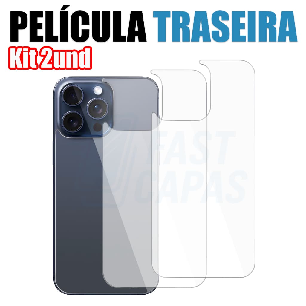 Kit 2 Película Traseira para iPhone Cerâmica Flexível 3D 9D 17 16 15 14 13 12 16 11 XR Pro Max Plus