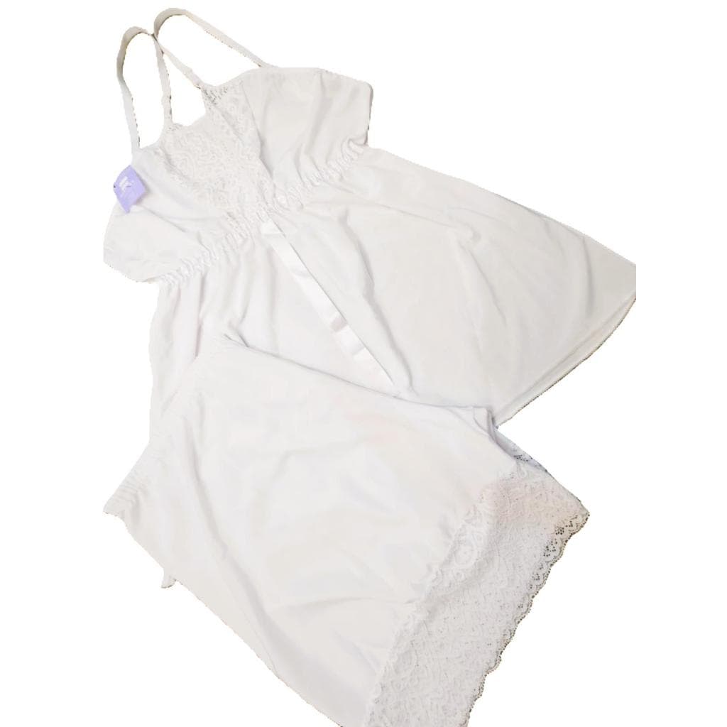 Pijama Feminino Plus Size Alça Regulável Renda na Barra Malha Fria Baby Doll Confortável LF010