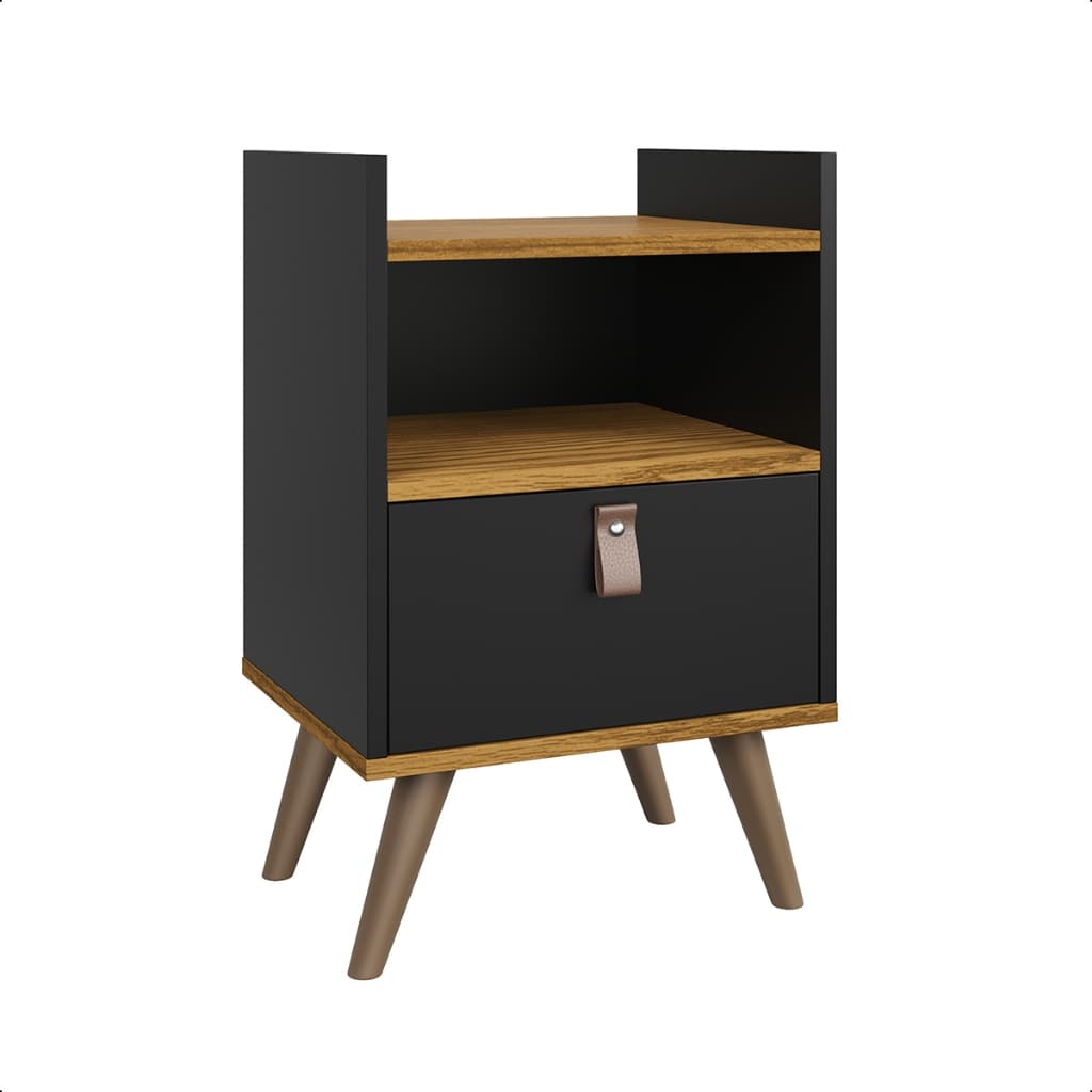 Mesa de cabeceira moderna quarto flow decoração puxador em couro