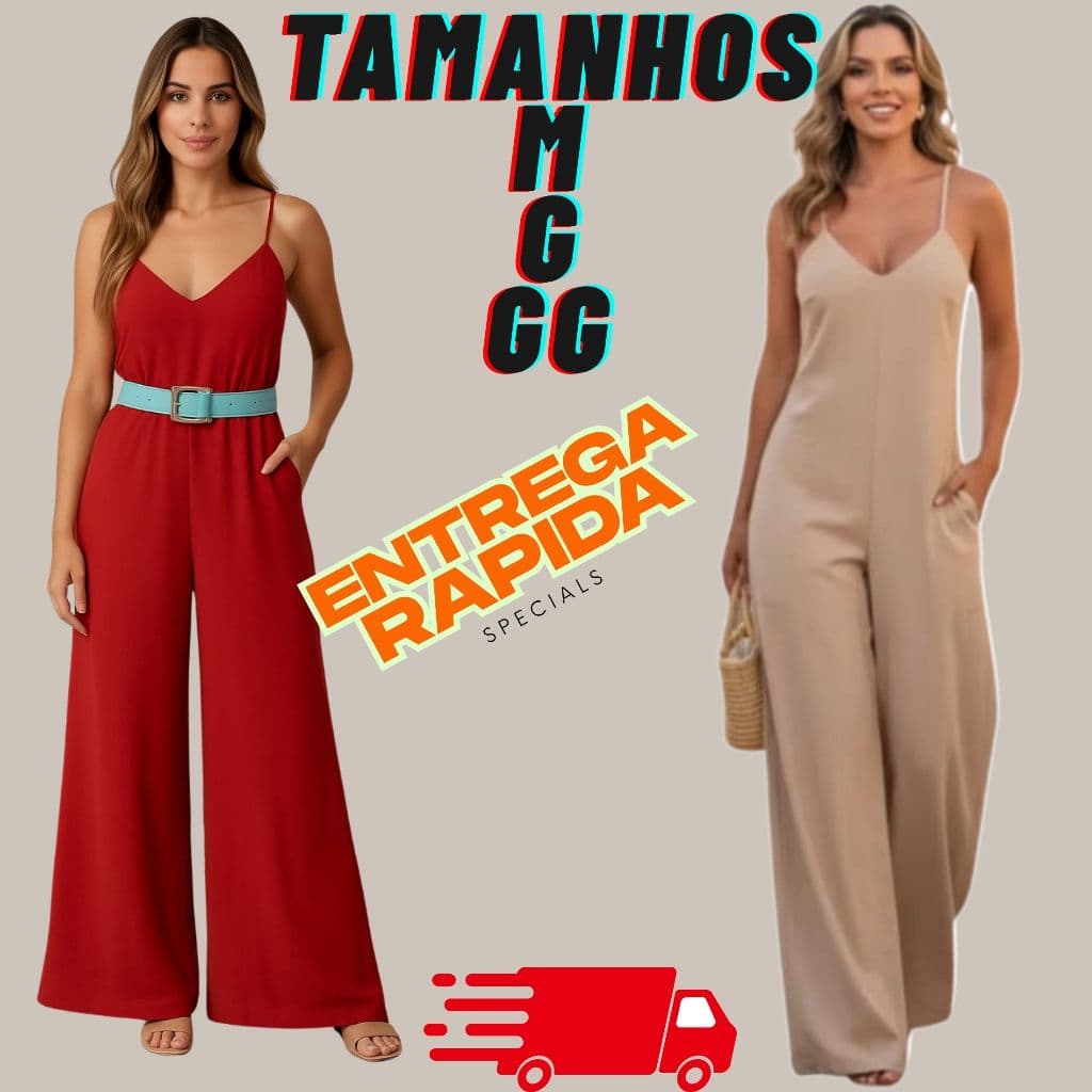 Macacão Feminino Alça Regulável com Bolso – Estilo Elegante e Moderno