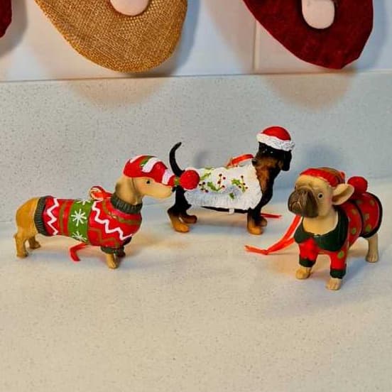 Cão Cachorro Natal Decoração Pet Golden Bulldog Salsicha Yorkshire Resina