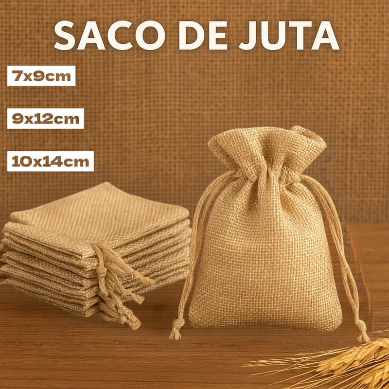 Kit 50 Saquinhos De Juta 7x9/9x12/10x14 Presente Joias Lembrancinhas Natal Jóia Festa Casamento