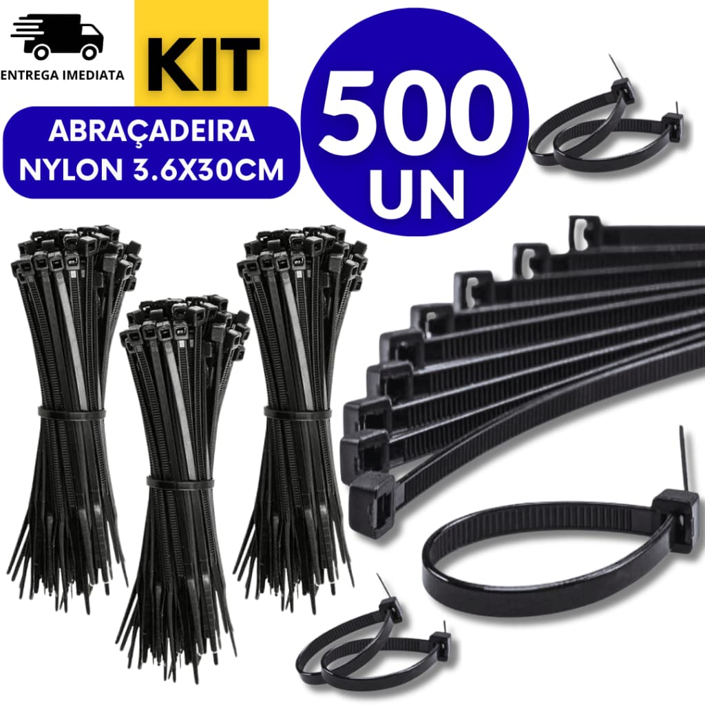500 Enforca Gato 3.6x30CM Cinta Plástica Nylon Abraçadeira Preto Multifuncional Premium Variáveis Qualidade Excelente