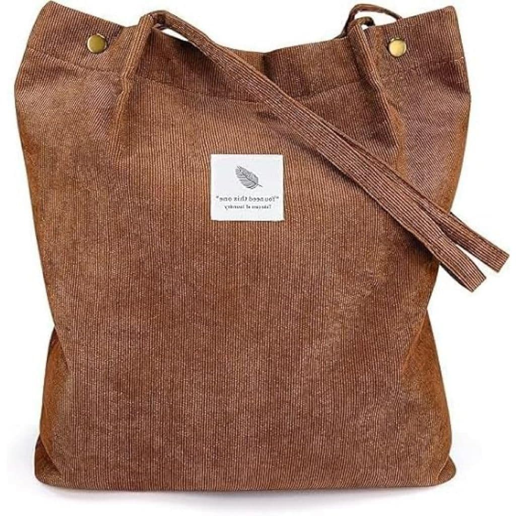 Bolsa de ombro feminina, bolsa tote de veludo cotelê com grande capacidade. Ideal para viagens casuais e trabalho diário
