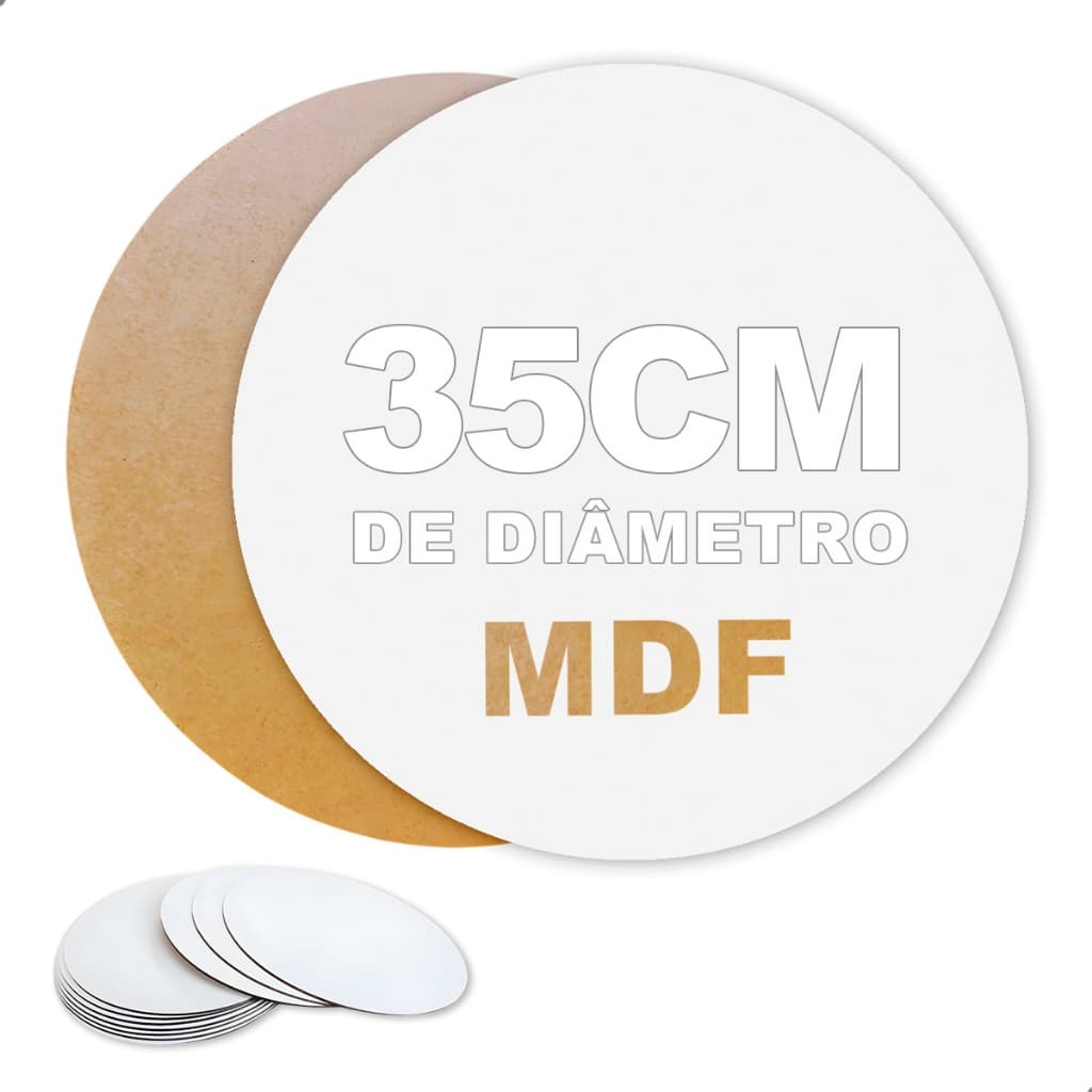 Kit 10 Cake Board Redondo MDF Cru 3mm Base Bolo Confeitaria 35cm Resistente