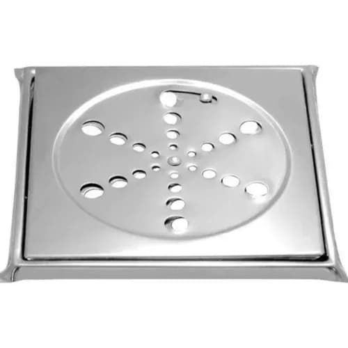 Ralo Giratório Quadrado 10x10 Cm Com Caixilho - Aço Inox