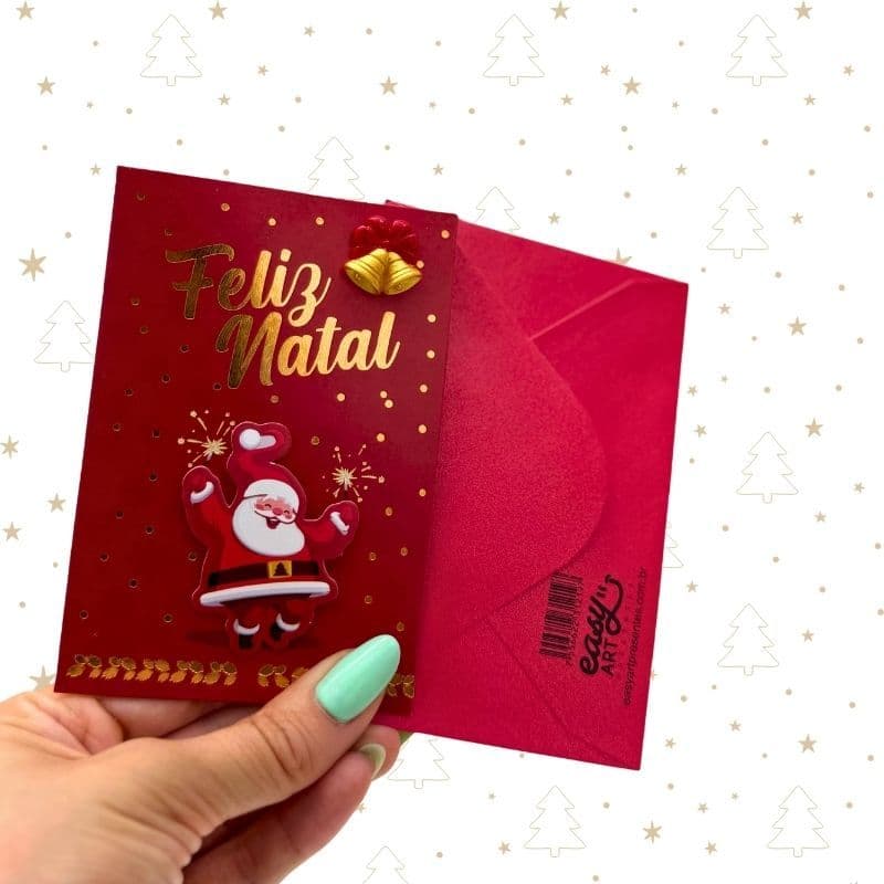 Cartão de Natal Pequeno com Envelope | Mensagens Natalinas | 15X11