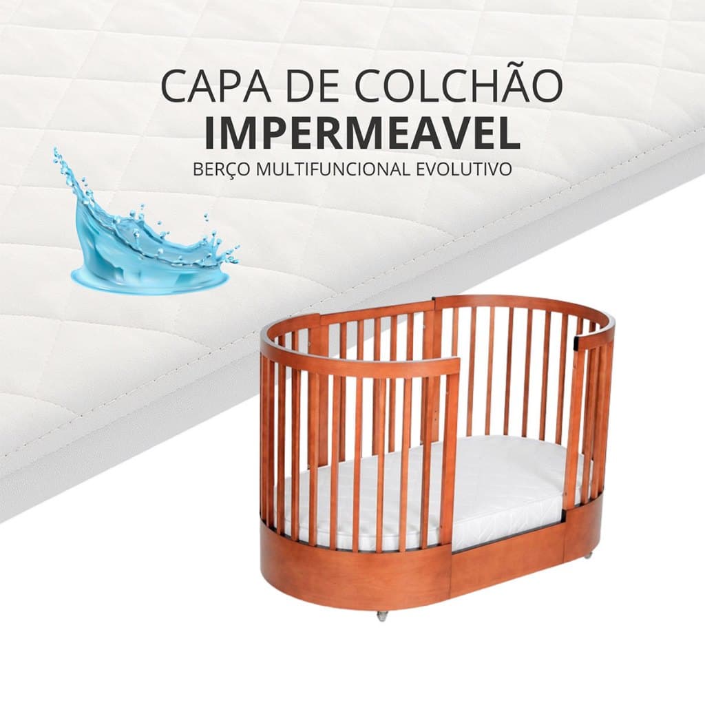 Capa Protetora de Colchão Impermeável Berço Oval Wave Divicar 72x129x14cm
