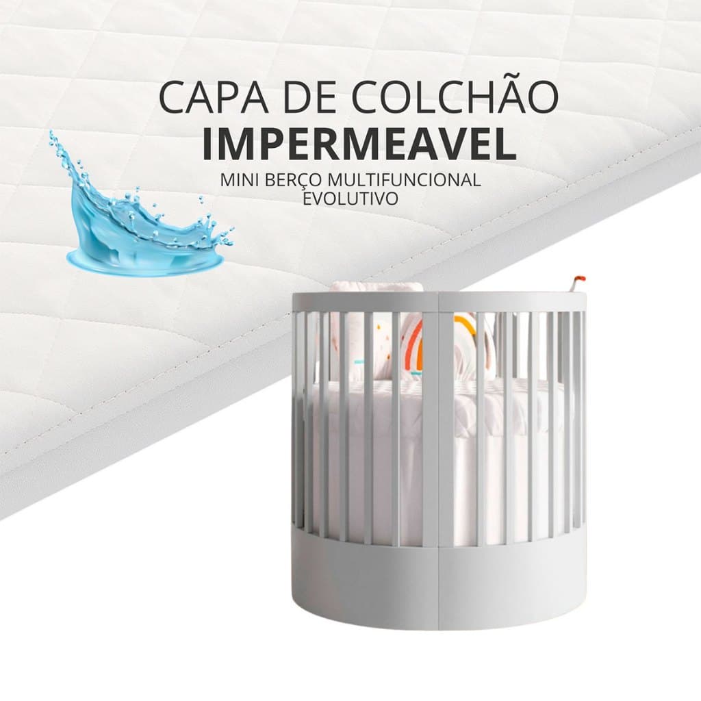 Capa Protetora Impermeável Para Berço Wave Divicar Fase 1 (Redondo) 69x77x10