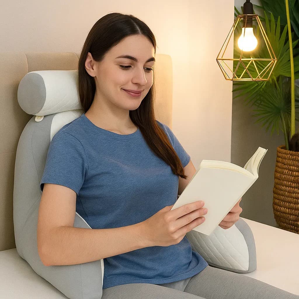 Almofada de Encosto Ergonômica 60x40cm | Apoio para Leitura, Repouso e Pós-Cirúrgico