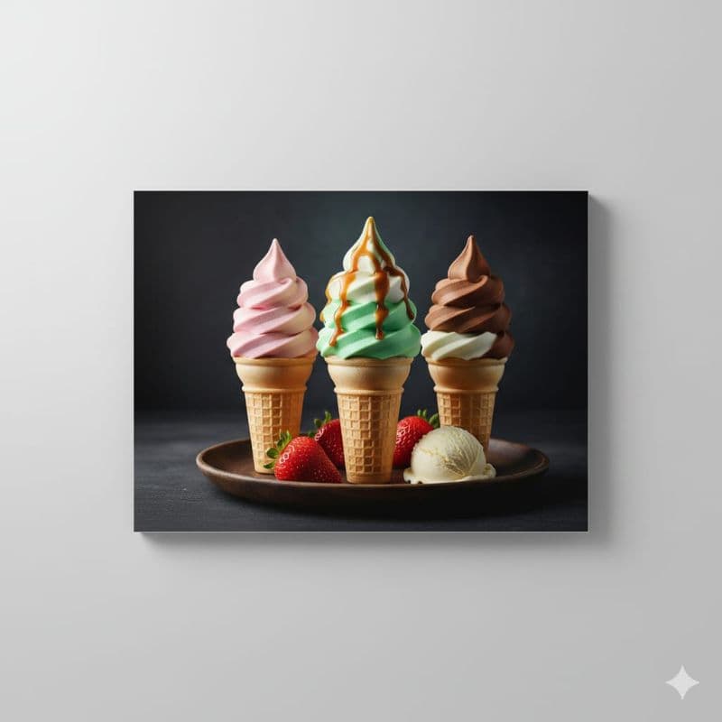 Quadro decorativo sorvete decoração para sorveteria padaria açaíteria 60x40