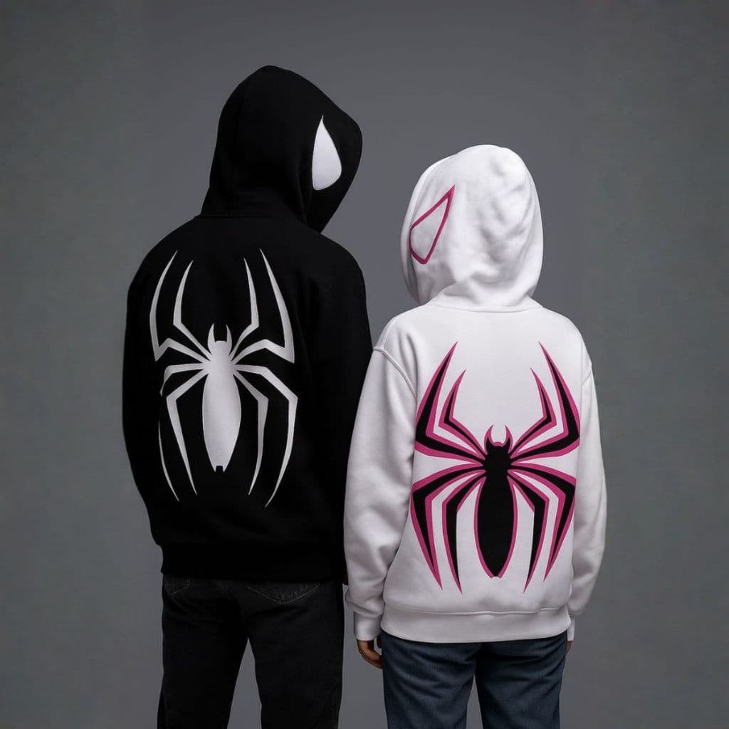 Kit Casal 2 Moletons Canguru C/Capuz Ajustável Spider Lovers Aesthetic Confortável