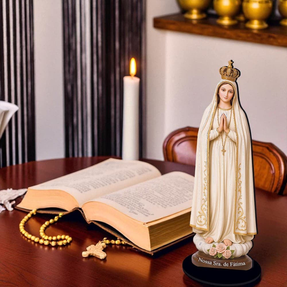 Enfeite de Mesa MDF - Nossa Senhora de Fátima - 7X24,5X6cm