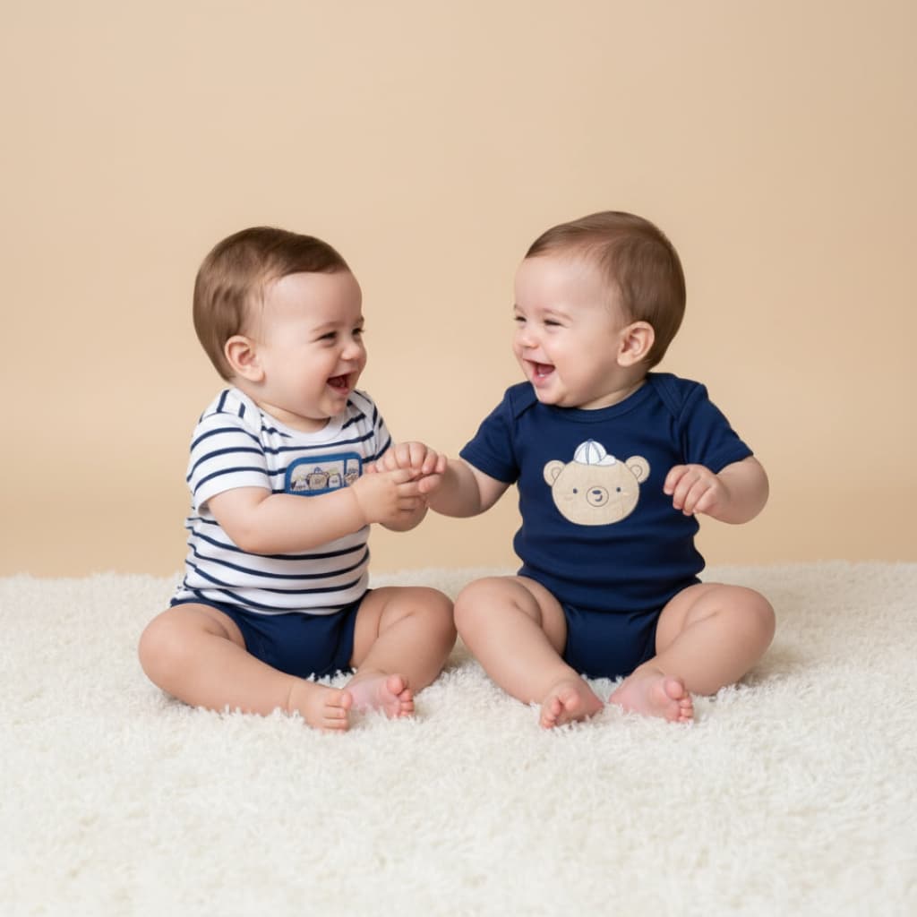 Kit 2 Bodies e 1 Short Cachorrinho e Ursinho Menino Best Club Baby