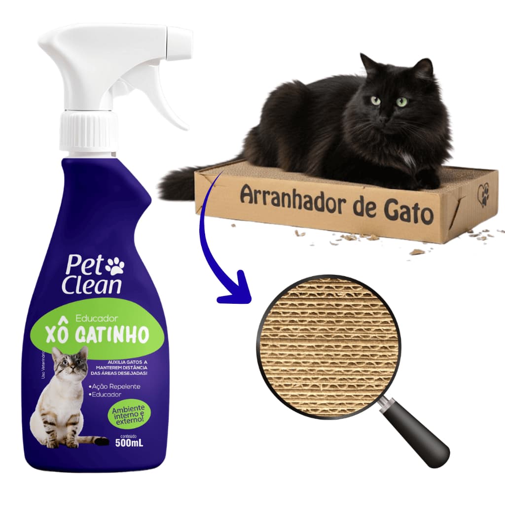 Kit Adestramento Xô Gatinho Para Gato + Arranhador Gatos Para Adestramento Premium e Fácil