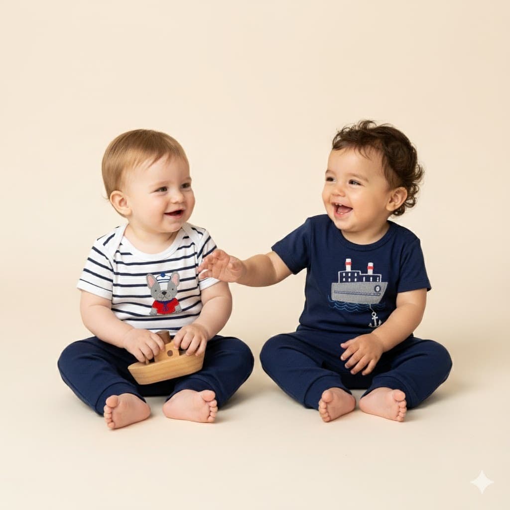 Kit Body, Blusa e Calça Estampa Cachorrinho Marinheiro - Best Club Baby