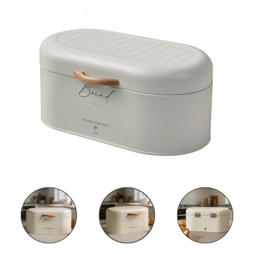 Porta Pão Grande Metal Organizador De Pão Bolo Com Tampa Moderno Linha Lumi Larumi