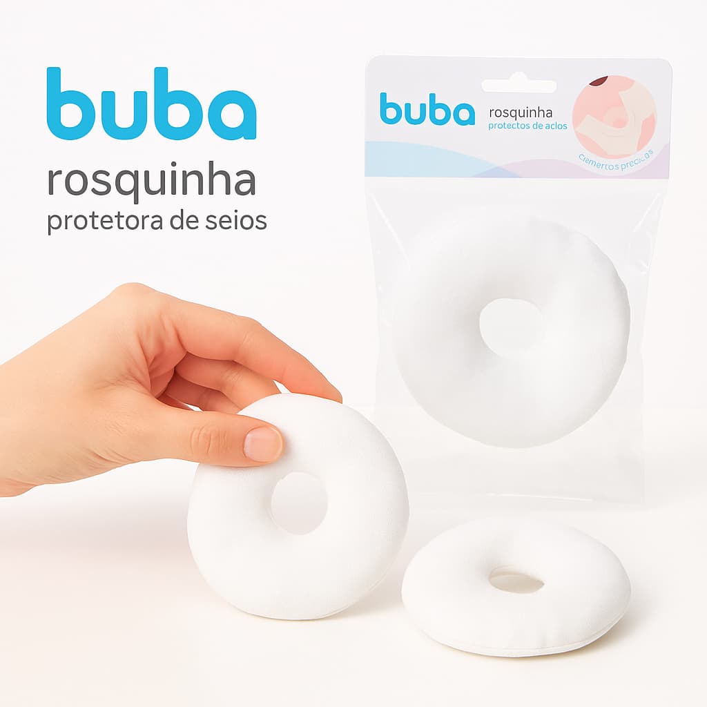 Rosquinha Protetora de Seios Buba Kit 2 Unidades 100% Algodão Alívio da Dor Amamentação