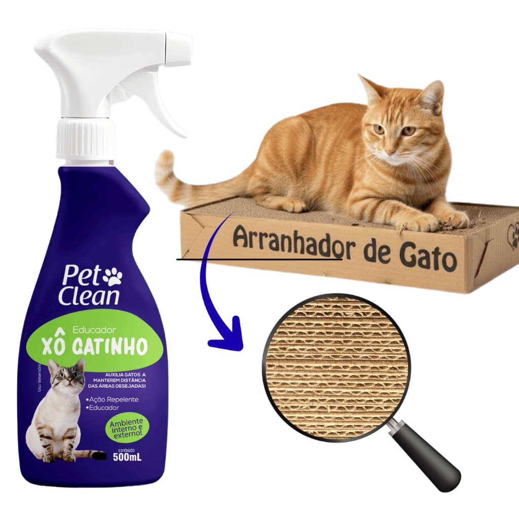 Kit Arranhador Gato + Adestramento Xô Gatinho Educador Gatos Arranhador Antiestresse Felino