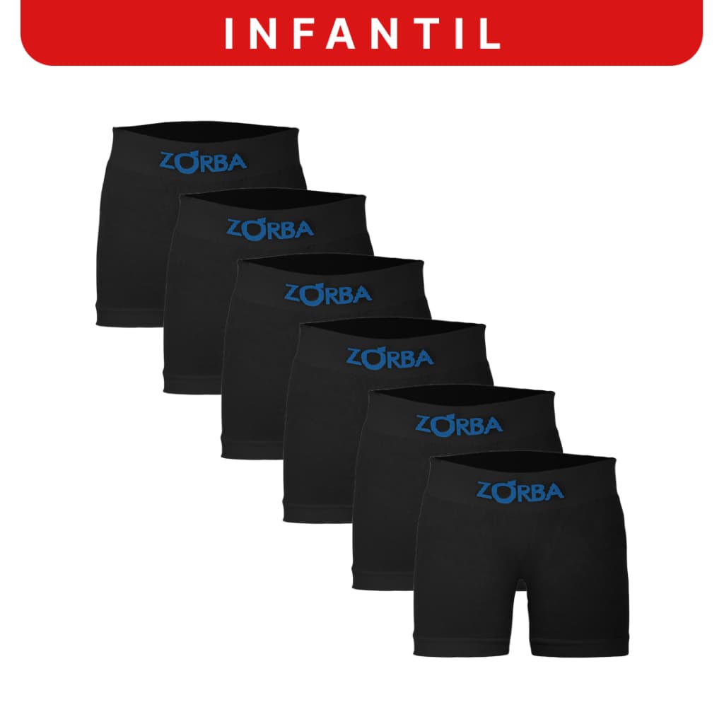 Kit 6 Cuecas Zorba Infantil Boxer Algodão Sem Costura 678