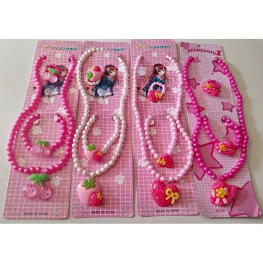 Kit 3/6/12 Cartelas De Colar Conjunto Tem Colar Pulseira Anel Com Pingente infantil