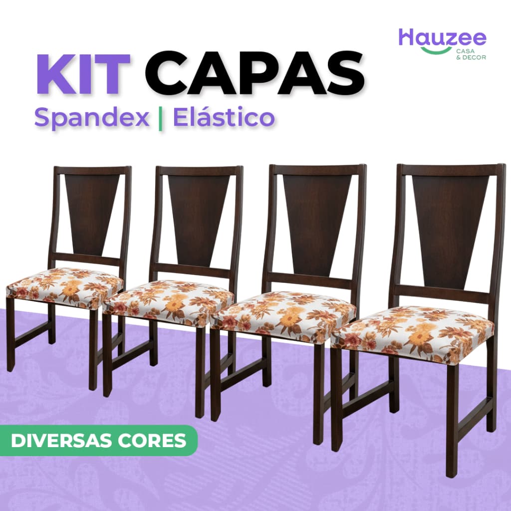Kit 4 Capas Para Assento de Cadeira de Jantar Tecido Importado Spandex Elástico