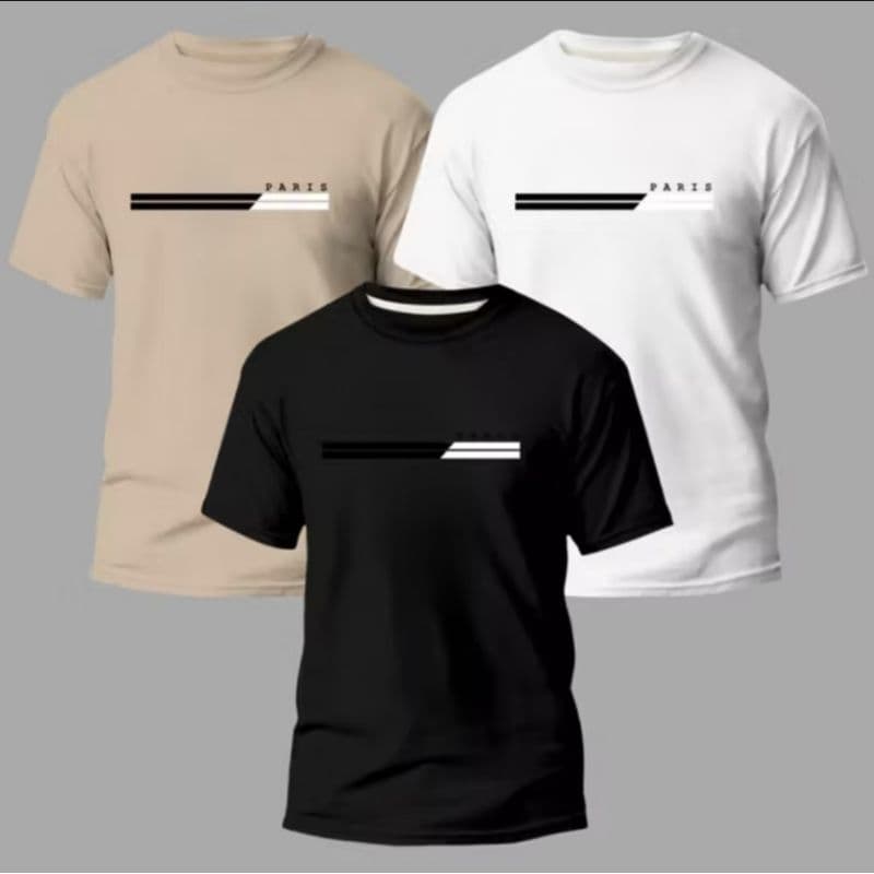 camiseta Masculina 100% algodão streetwear kit com 3